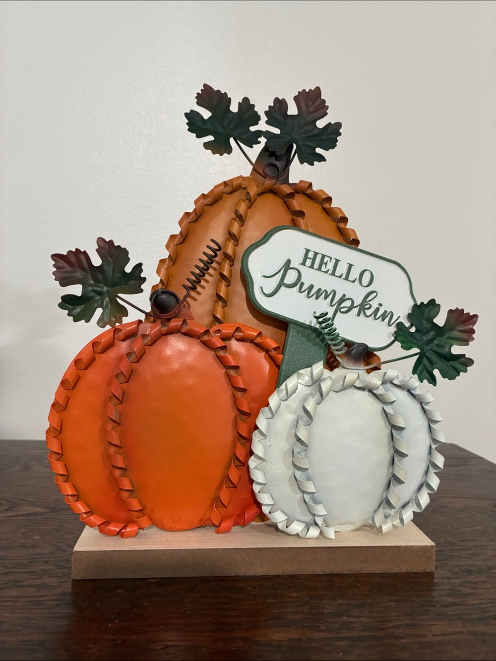 Fall Pumpkin Trio Table Decor - Orange & White